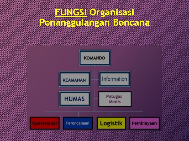 FUNGSI Organisasi Penanggulangan Bencana 