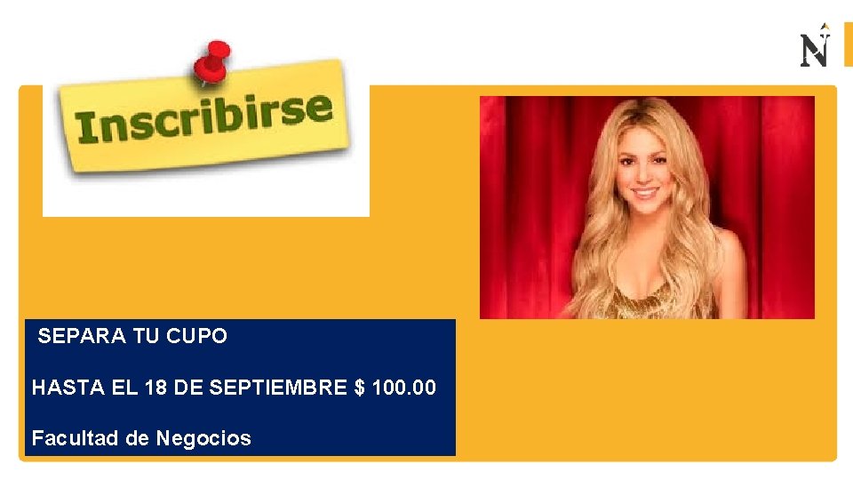  SEPARA TU CUPO HASTA EL 18 DE SEPTIEMBRE $ 100. 00 Facultad de