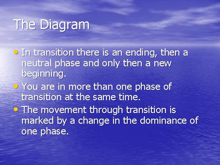 The Diagram • In transition there is an ending, then a neutral phase and