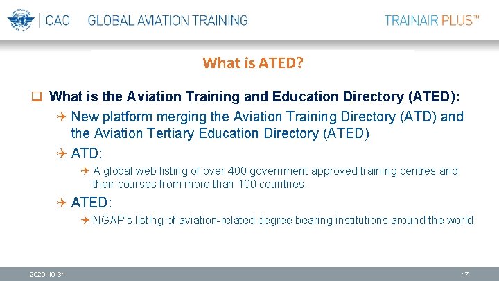 What is ATED? q What is the Aviation Training and Education Directory (ATED): Q