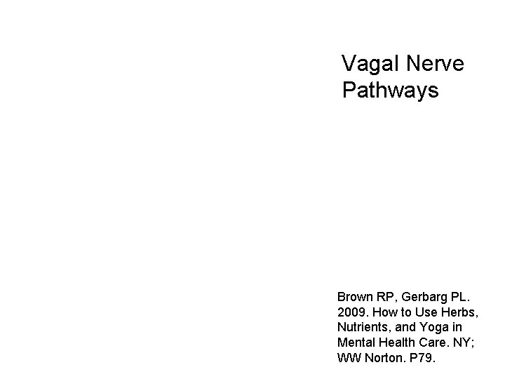 Vagal Nerve Pathways Brown RP, Gerbarg PL. 2009. How to Use Herbs, Nutrients, and