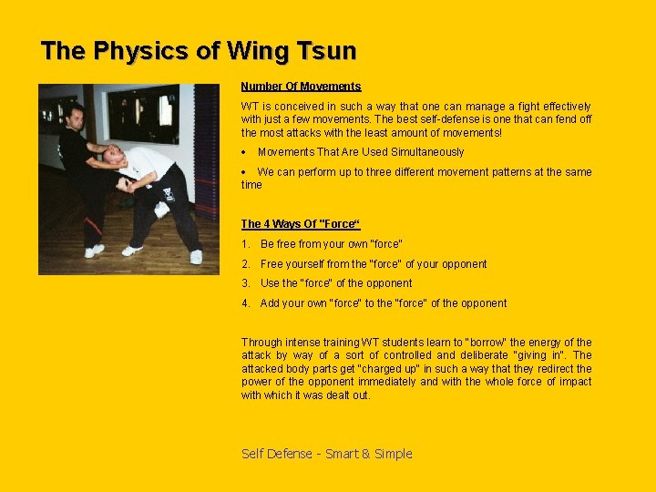 The Physics of Wing Tsun Number Of Movements WT is conceived in such a