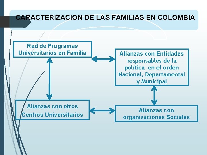  CARACTERIZACION DE LAS FAMILIAS EN COLOMBIA Red de Programas Universitarios en Familia Alianzas