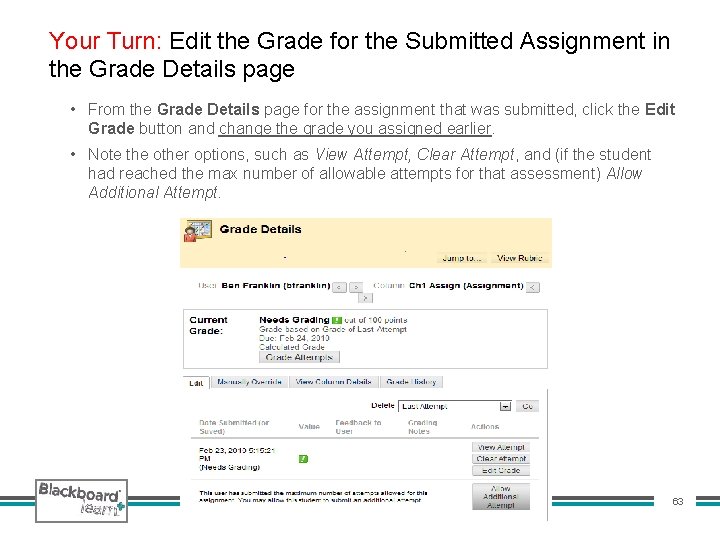 Your Turn: Edit the Grade for the Submitted Assignment in the Grade Details page