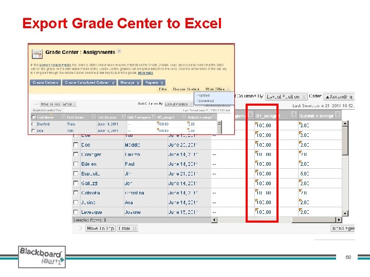 Export Grade Center to Excel 68 