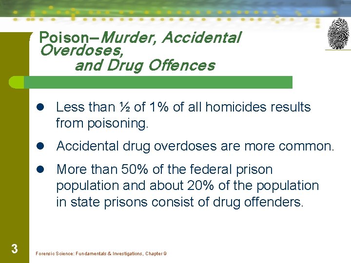 Poison—Murder, Accidental Overdoses, and Drug Offences l Less than ½ of 1% of all