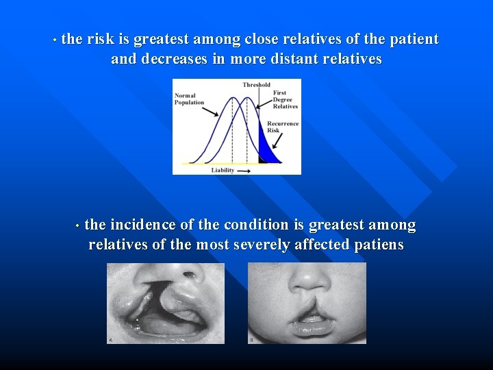  • the risk is greatest among close relatives of the patient and decreases