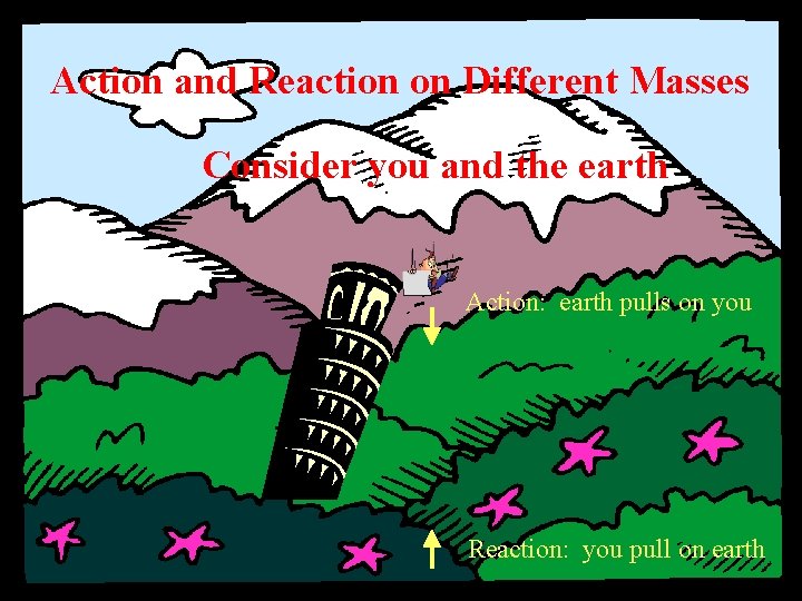 Action and Reaction on Different Masses Consider you and the earth Action: earth pulls