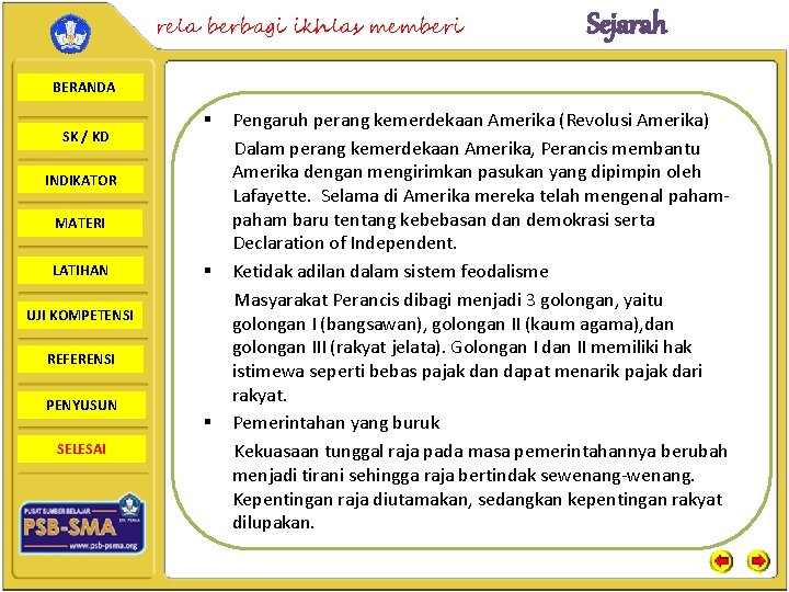 rela berbagi ikhlas memberi Sejarah BERANDA SK / KD § INDIKATOR MATERI LATIHAN §