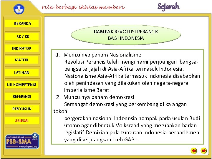 rela berbagi ikhlas memberi Sejarah BERANDA SK / KD DAMPAK REVOLUSI PERANCIS BAGI INDONESIA