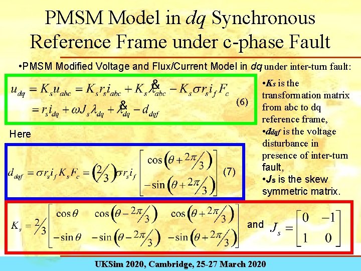 PMSM Model in dq Synchronous Reference Frame under c-phase Fault • PMSM Modified Voltage