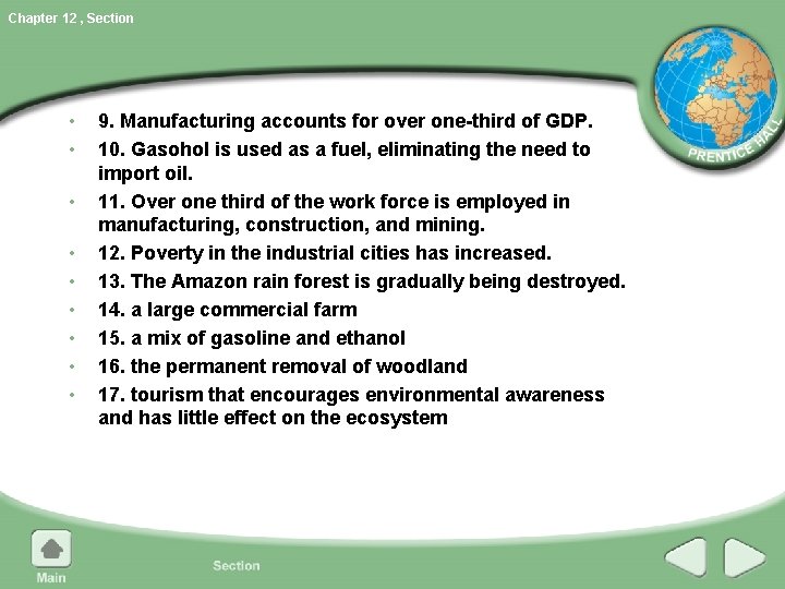Chapter 12 , Section • • • 9. Manufacturing accounts for over one-third of