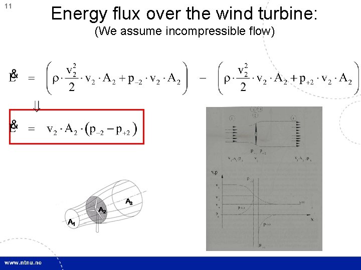 11 Energy flux over the wind turbine: (We assume incompressible flow) 
