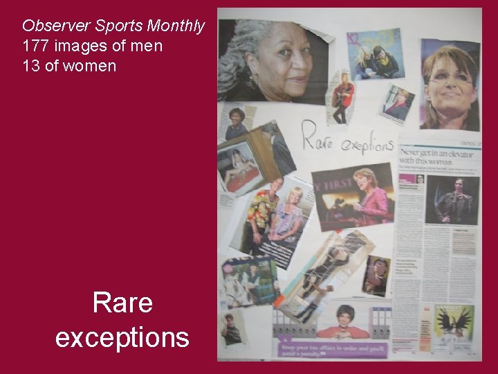 Observer Sports Monthly 177 images of men 13 of women Rare exceptions 