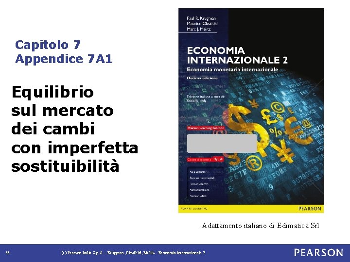 Capitolo 7 Appendice 7 A 1 Equilibrio sul mercato dei cambi con imperfetta sostituibilità