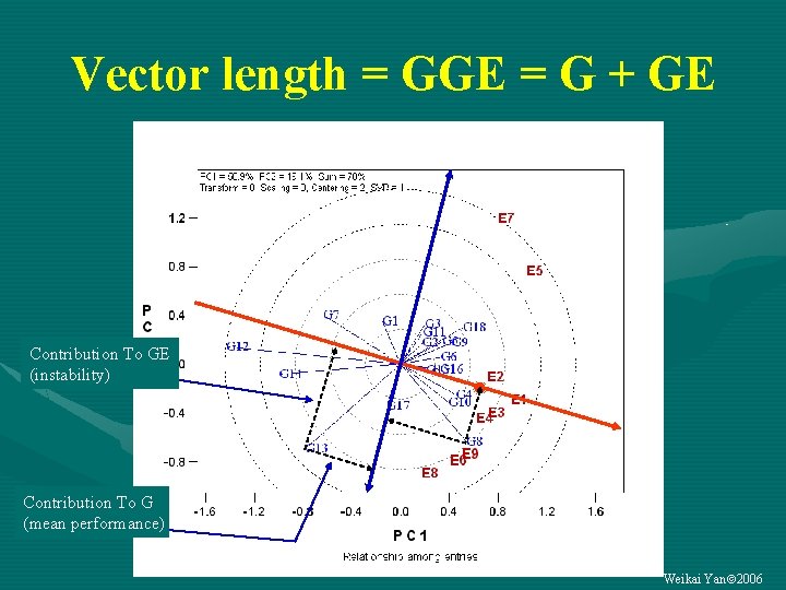 Vector length = GGE = G + GE Contribution To GE (instability) Contribution To