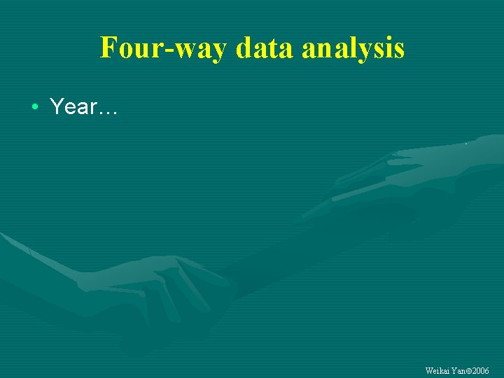 Four-way data analysis • Year… Weikai Yan 2006 
