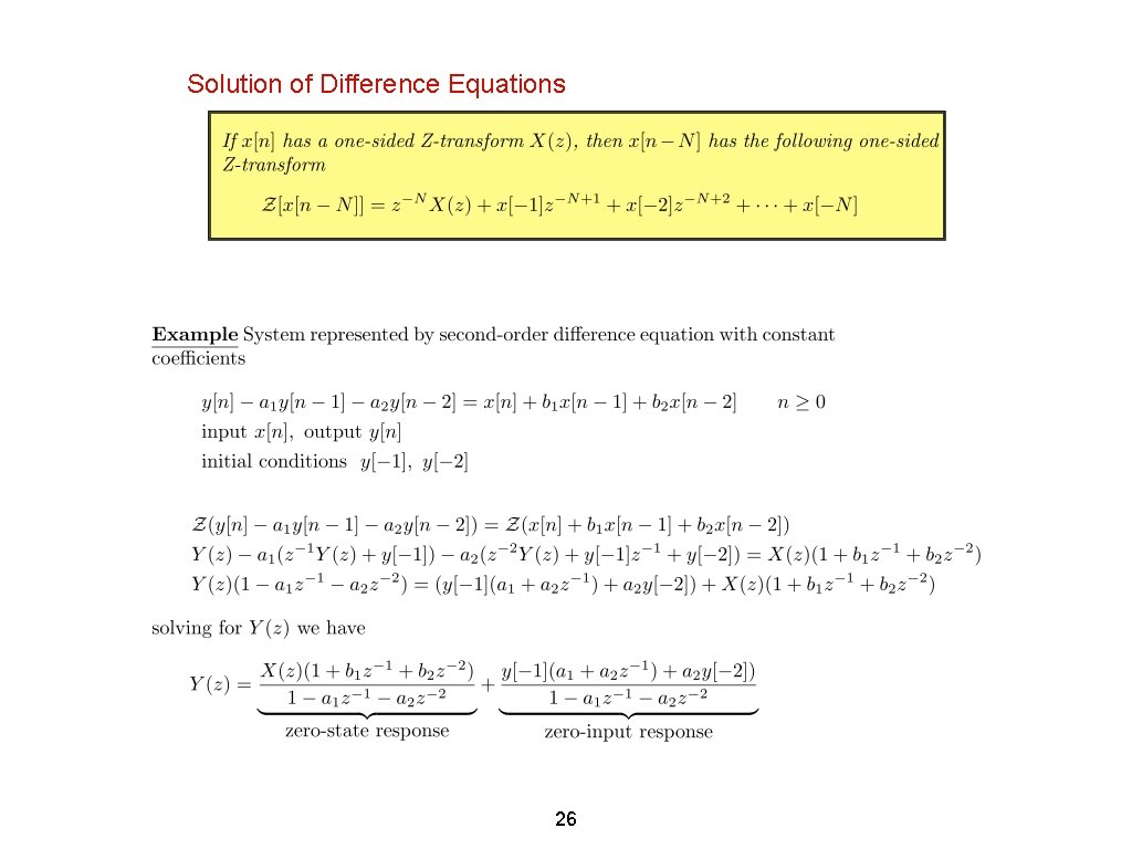 Solution of Difference Equations 26 