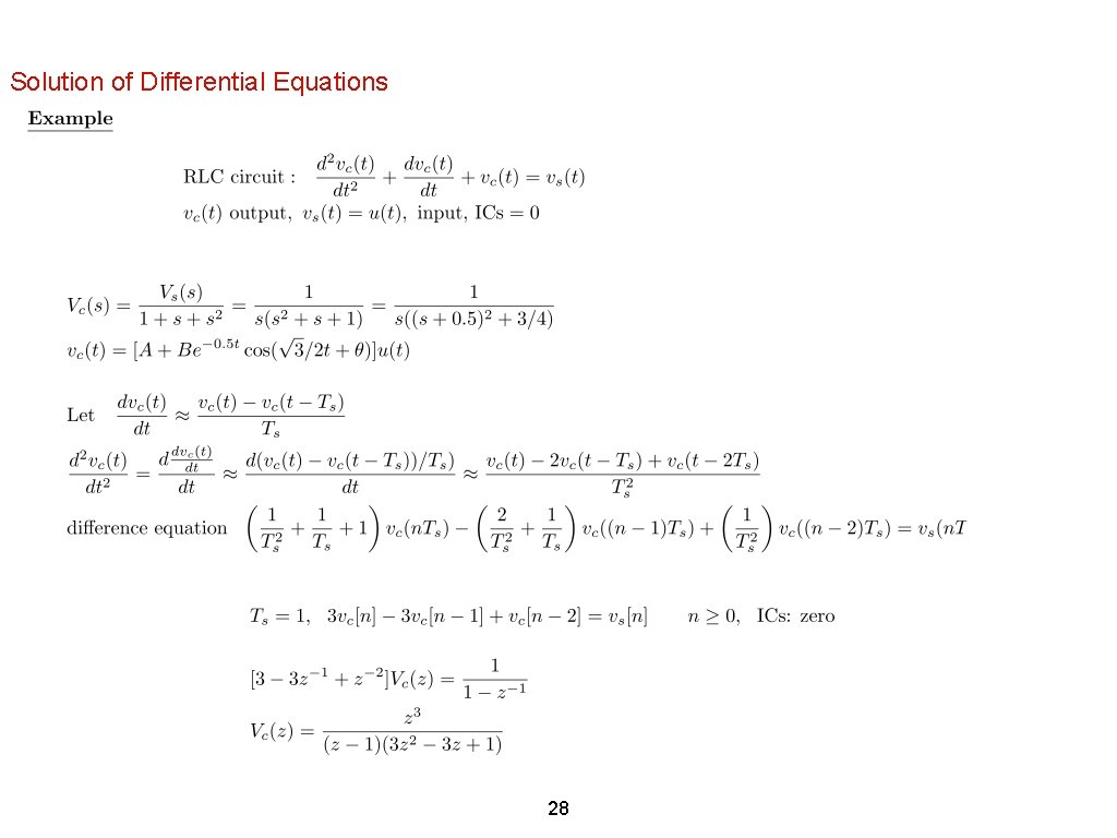 Solution of Differential Equations 28 