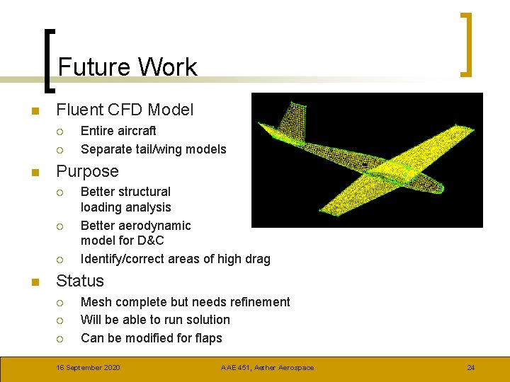 Future Work n Fluent CFD Model ¡ ¡ n Purpose ¡ ¡ ¡ n
