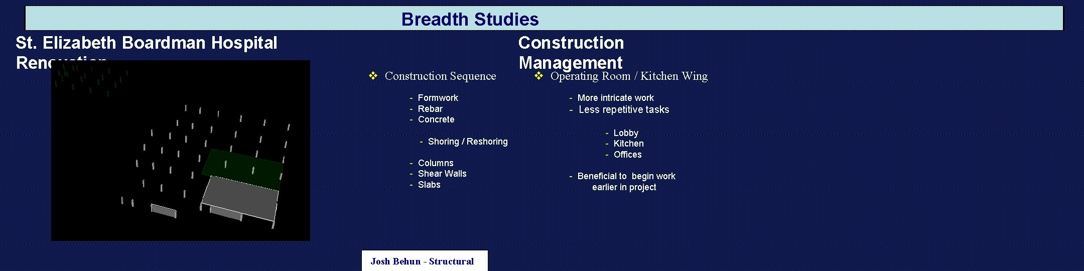 Breadth Studies St. Elizabeth Boardman Hospital Renovation v Construction Sequence - Formwork - Rebar