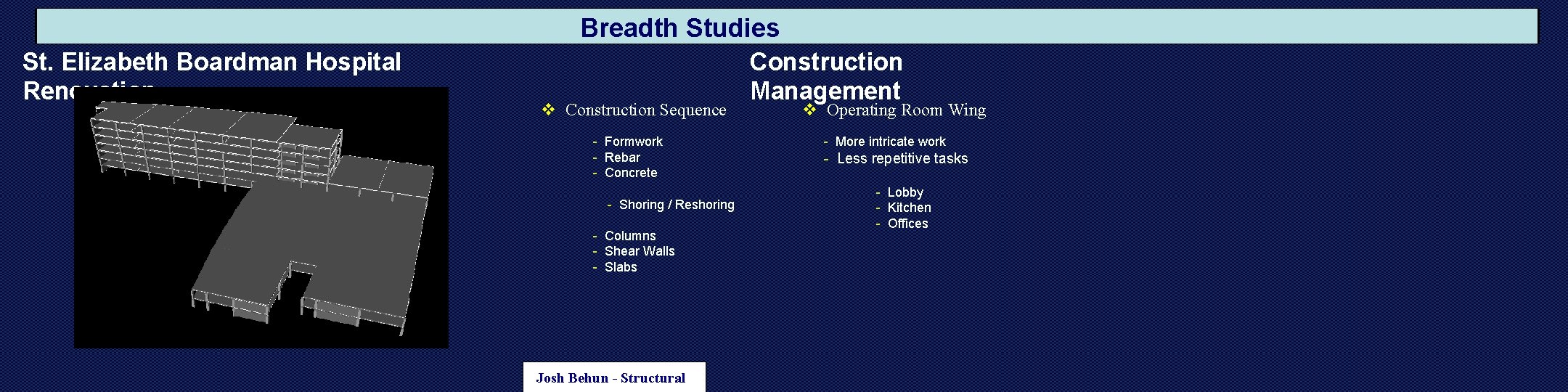 Breadth Studies St. Elizabeth Boardman Hospital Renovation v Construction Sequence - Formwork - Rebar