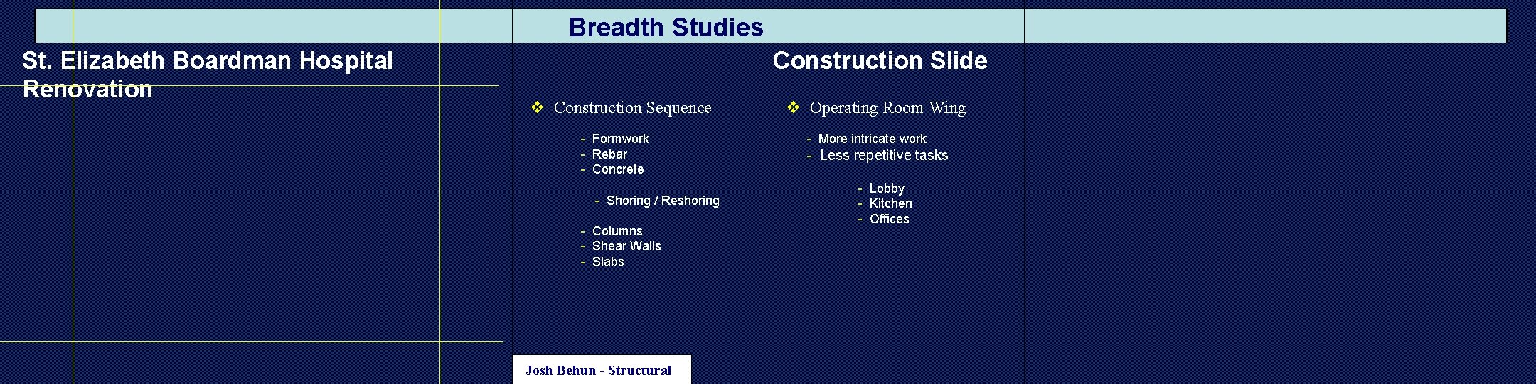 Breadth Studies St. Elizabeth Boardman Hospital Renovation Construction Slide v Construction Sequence - Formwork