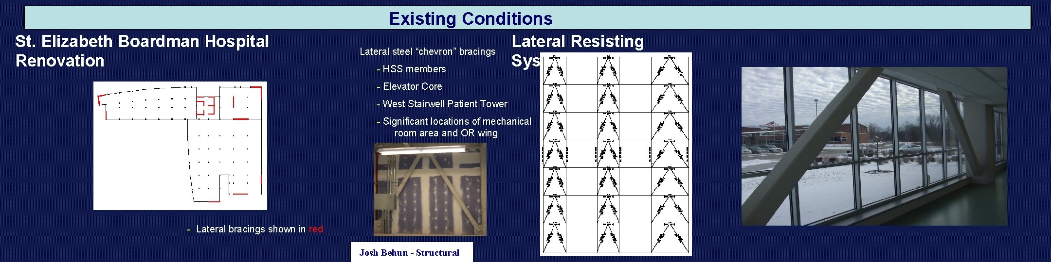 Existing Conditions St. Elizabeth Boardman Hospital Renovation Lateral steel “chevron” bracings - HSS members