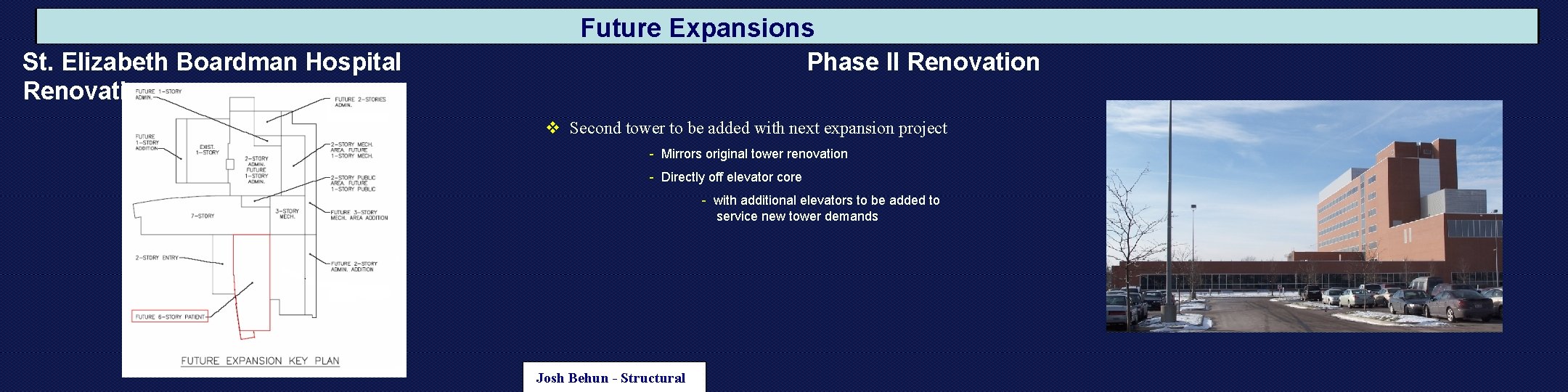 Future Expansions St. Elizabeth Boardman Hospital Renovation Phase II Renovation v Second tower to