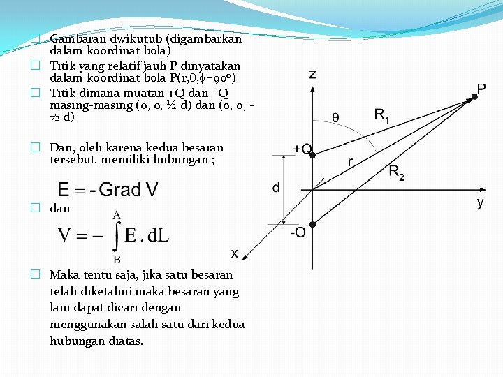 � Gambaran dwikutub (digambarkan dalam koordinat bola) � Titik yang relatif jauh P dinyatakan � Gambaran dwikutub (digambarkan dalam koordinat bola) � Titik yang relatif jauh P dinyatakan