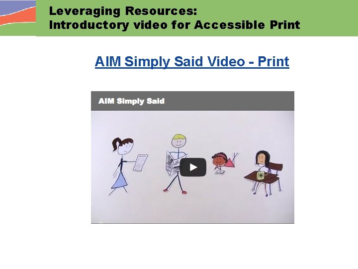 Leveraging Resources: Introductory video for Accessible Print AIM Simply Said Video - Print 