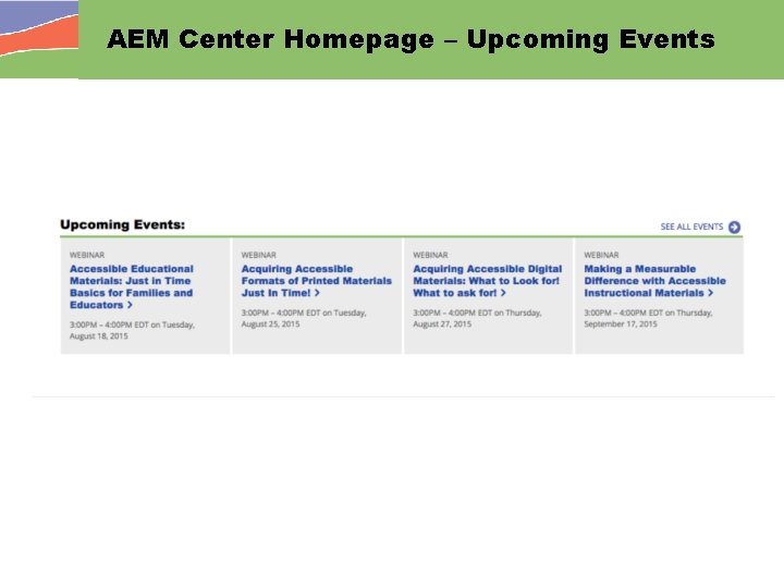 AEM Center Homepage – Upcoming Events 
