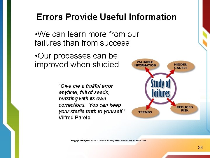 Errors Provide Useful Information • We can learn more from our failures than from