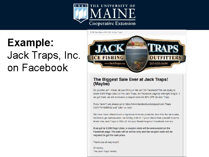 Example: Jack Traps, Inc. on Facebook 