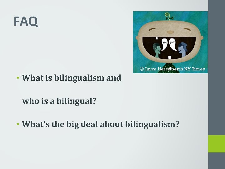 FAQ © Joyce Hesselberth NY Times • What is bilingualism and who is a