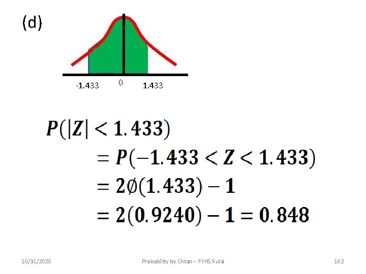 (d) -1. 433 10/31/2020 0 1. 433 Probability by Chtan -- FYHS Kulai 162