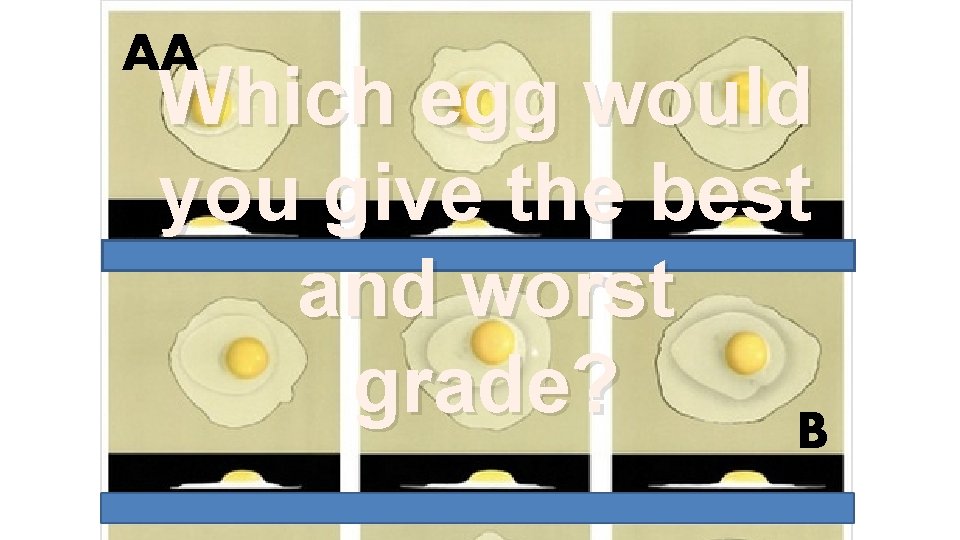 AA Which egg would you give the best and worst grade? B 