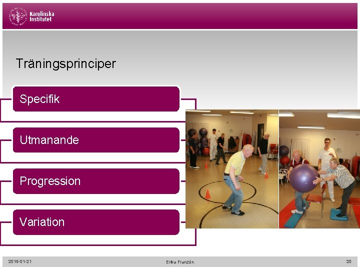Träningsprinciper Specifik Utmanande Progression Variation 2015 -01 -21 Erika Franzén 20 
