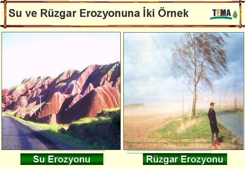 Su ve Rüzgar Erozyonuna İki Örnek Su Erozyonu Rüzgar Erozyonu 