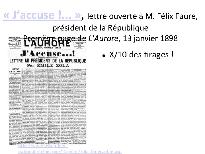  « J’accuse !. . . » , lettre ouverte à M. Félix Faure,