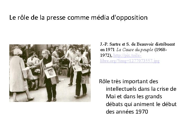 Le rôle de la presse comme média d'opposition J. -P. Sartre et S. de