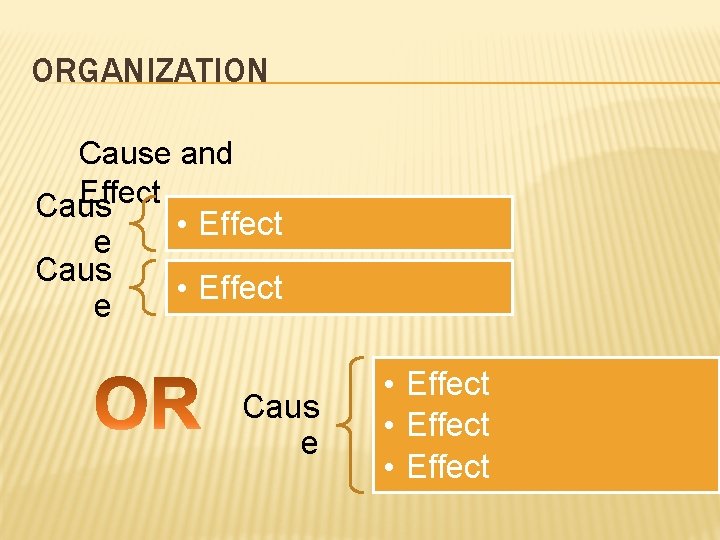 ORGANIZATION Cause and Effect Caus • Effect e Caus e • Effect 