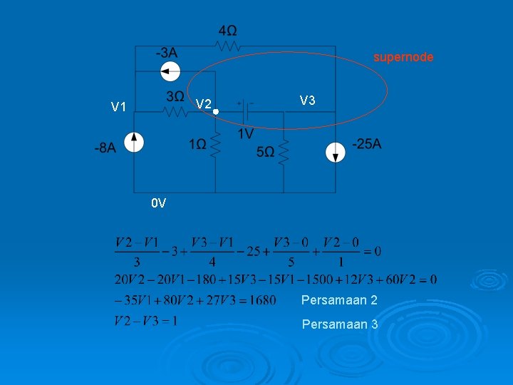 supernode V 2 V 1 V 3 0 V Persamaan 2 Persamaan 3 