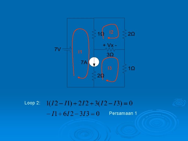 I 2 I 1 I 3 Loop 2: Persamaan 1 