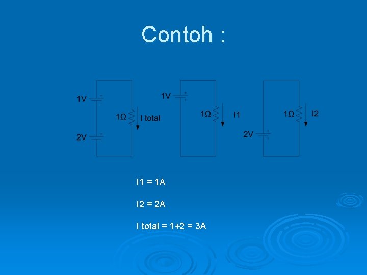 Contoh : I 1 = 1 A I 2 = 2 A I total