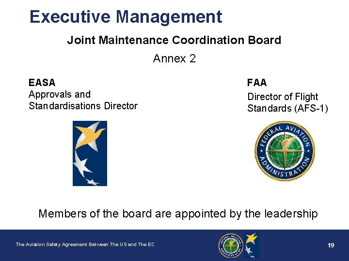 Executive Management Joint Maintenance Coordination Board Annex 2 EASA Approvals and Standardisations Director FAA