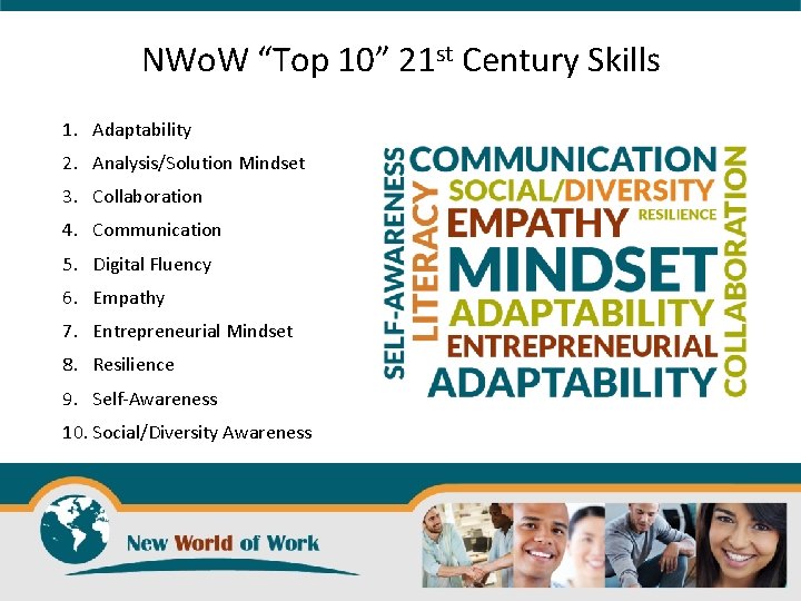 NWo. W “Top 10” 21 st Century Skills 1. Adaptability 2. Analysis/Solution Mindset 3.