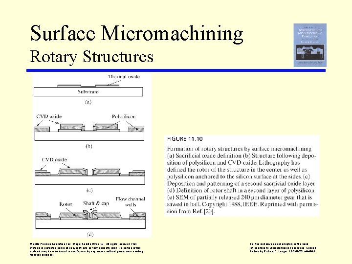 Surface Micromachining Rotary Structures © 2002 Pearson Education, Inc. , Upper Saddle River, NJ.