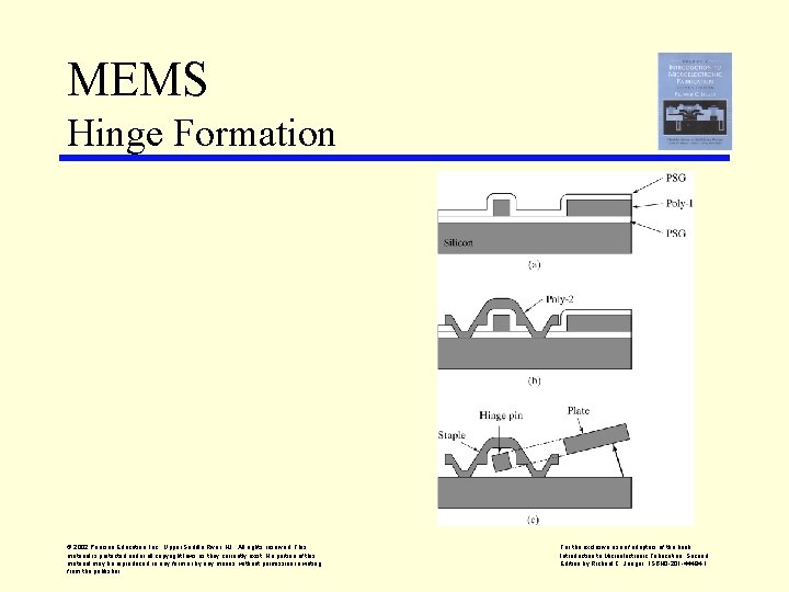 MEMS Hinge Formation © 2002 Pearson Education, Inc. , Upper Saddle River, NJ. All