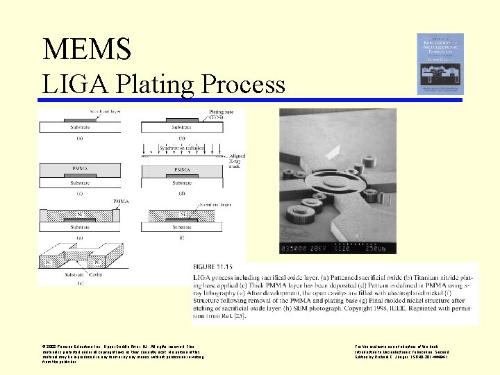 MEMS LIGA Plating Process © 2002 Pearson Education, Inc. , Upper Saddle River, NJ.